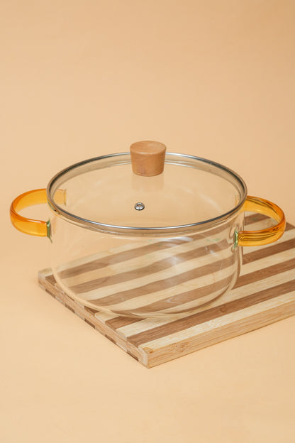 Lumi Borosilicate Glass Kadhai / Pot 3 Litre