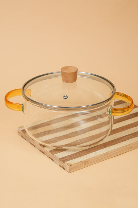 Lumi Borosilicate Glass Kadhai / Pot 3 Litre