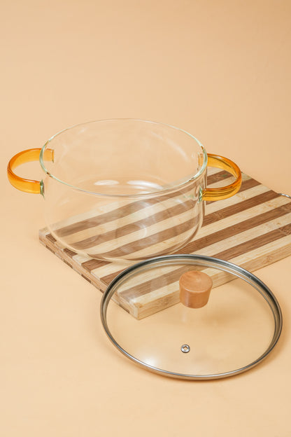 Lumi Borosilicate Glass Kadhai / Pot 3 Litre
