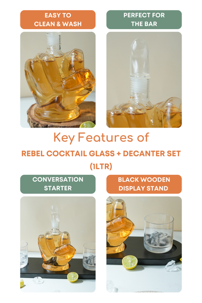 Rebel Cocktail Glass + Decanter Set (1Ltr)