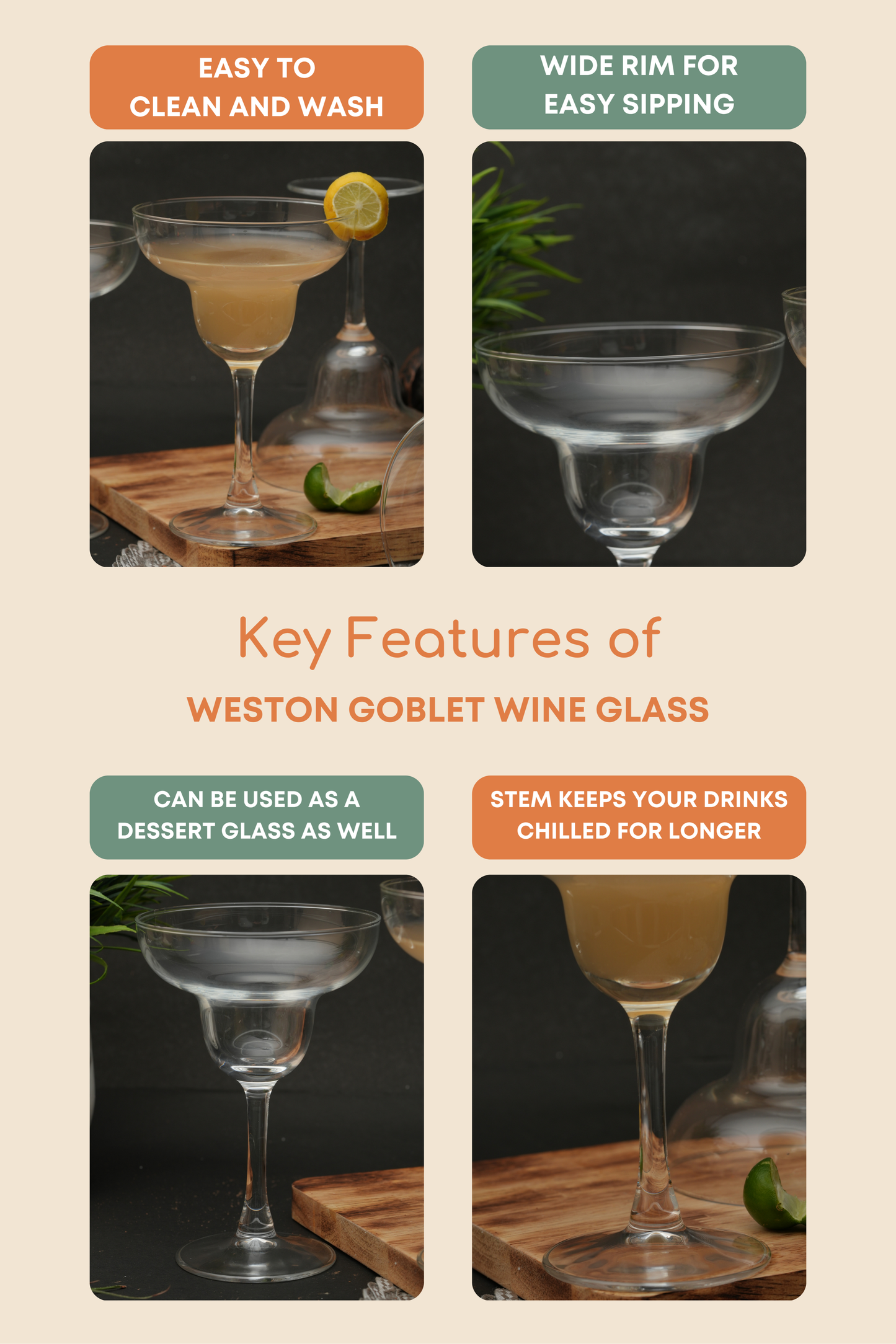 Weston Goblet Wine Glass Set of 6 (240ml)