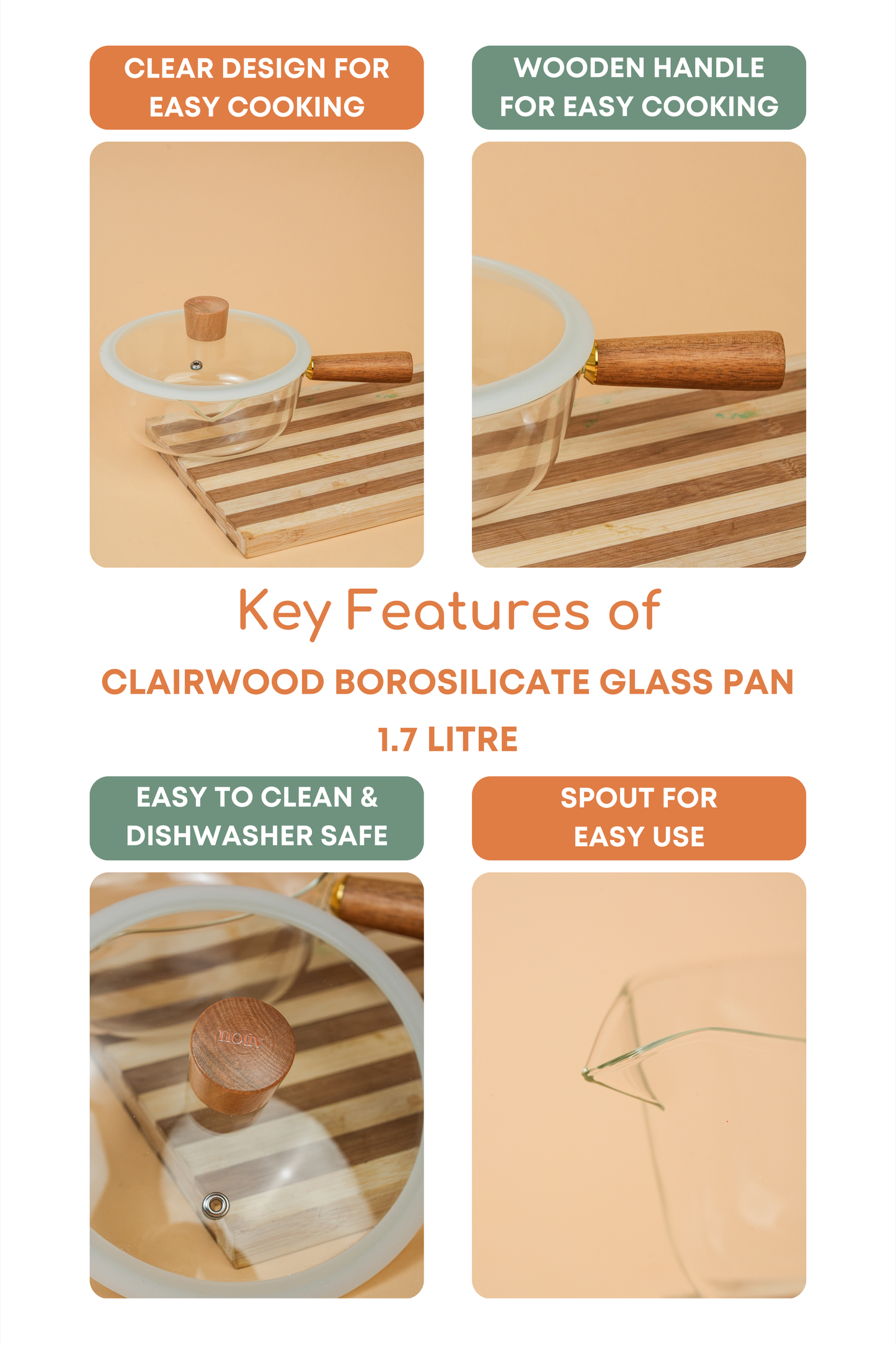 Clairwood Borosilicate Glass Pan 1.7 Litre