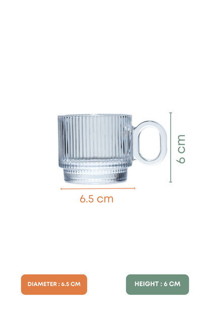 Ridge Loop Glass Mug Set of 6 (156ml)