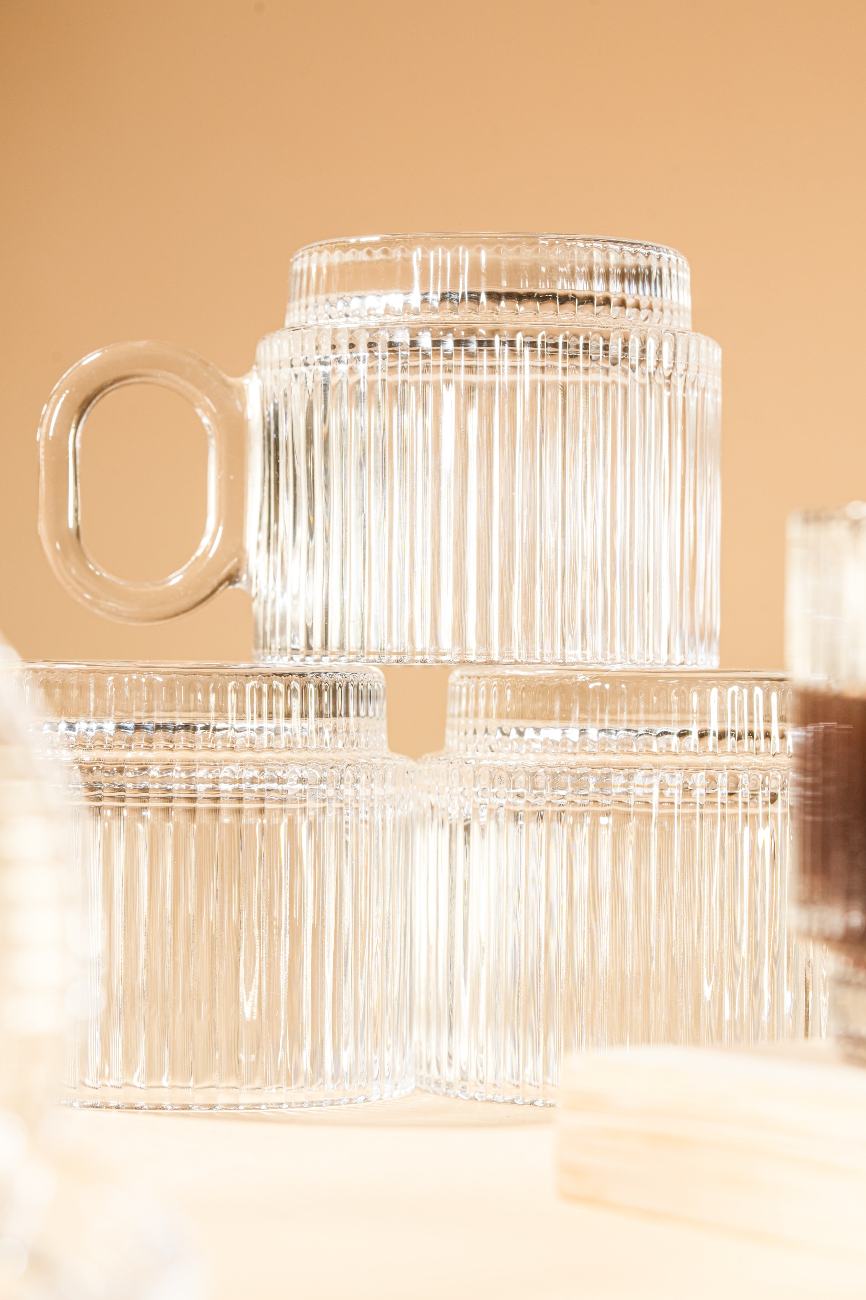 Ridge Loop Glass Mug Set of 6 (156ml)
