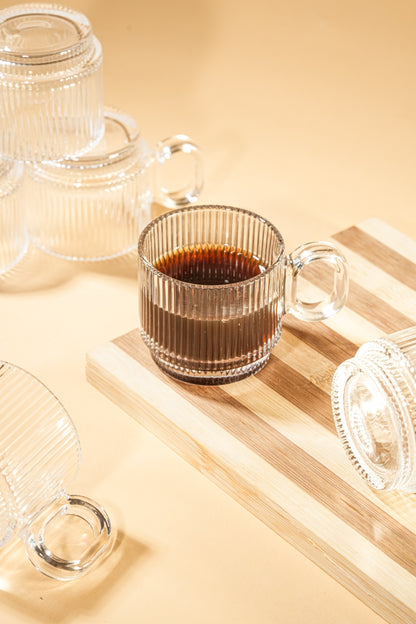 Ridge Loop Glass Mug Set of 6 (156ml)