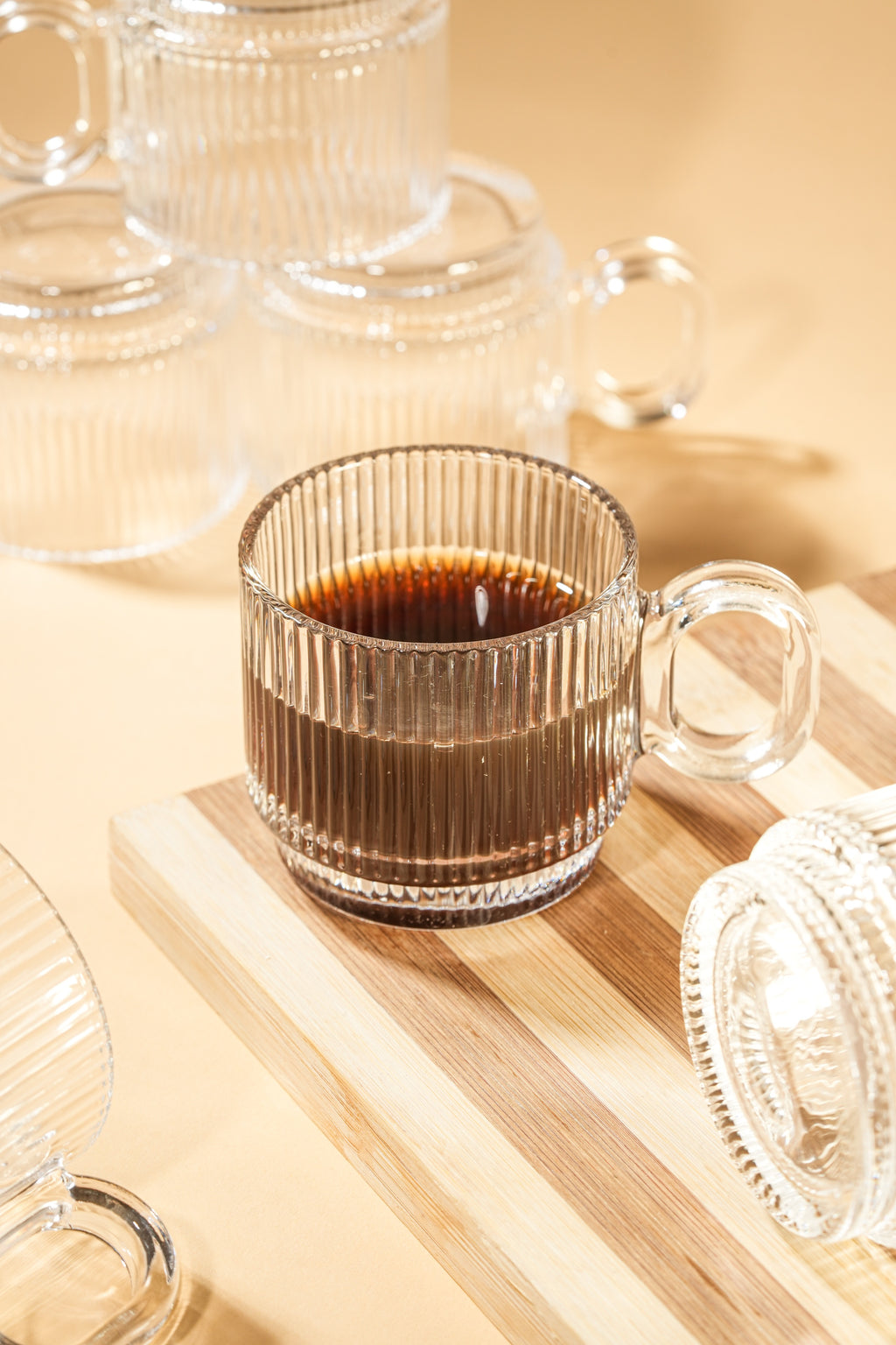 Ridge Loop Glass Mug Set of 6 (156ml)