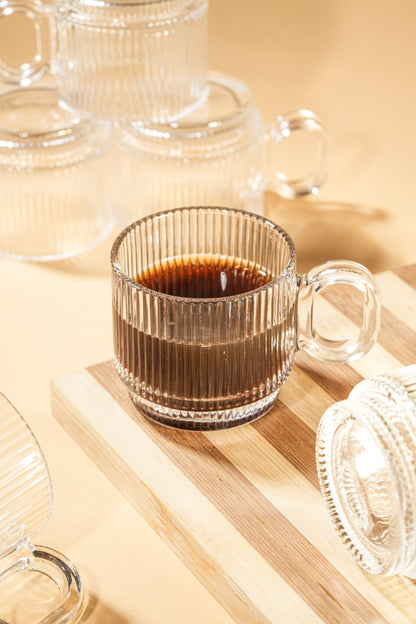 Ridge Loop Glass Mug Set of 6 (156ml)