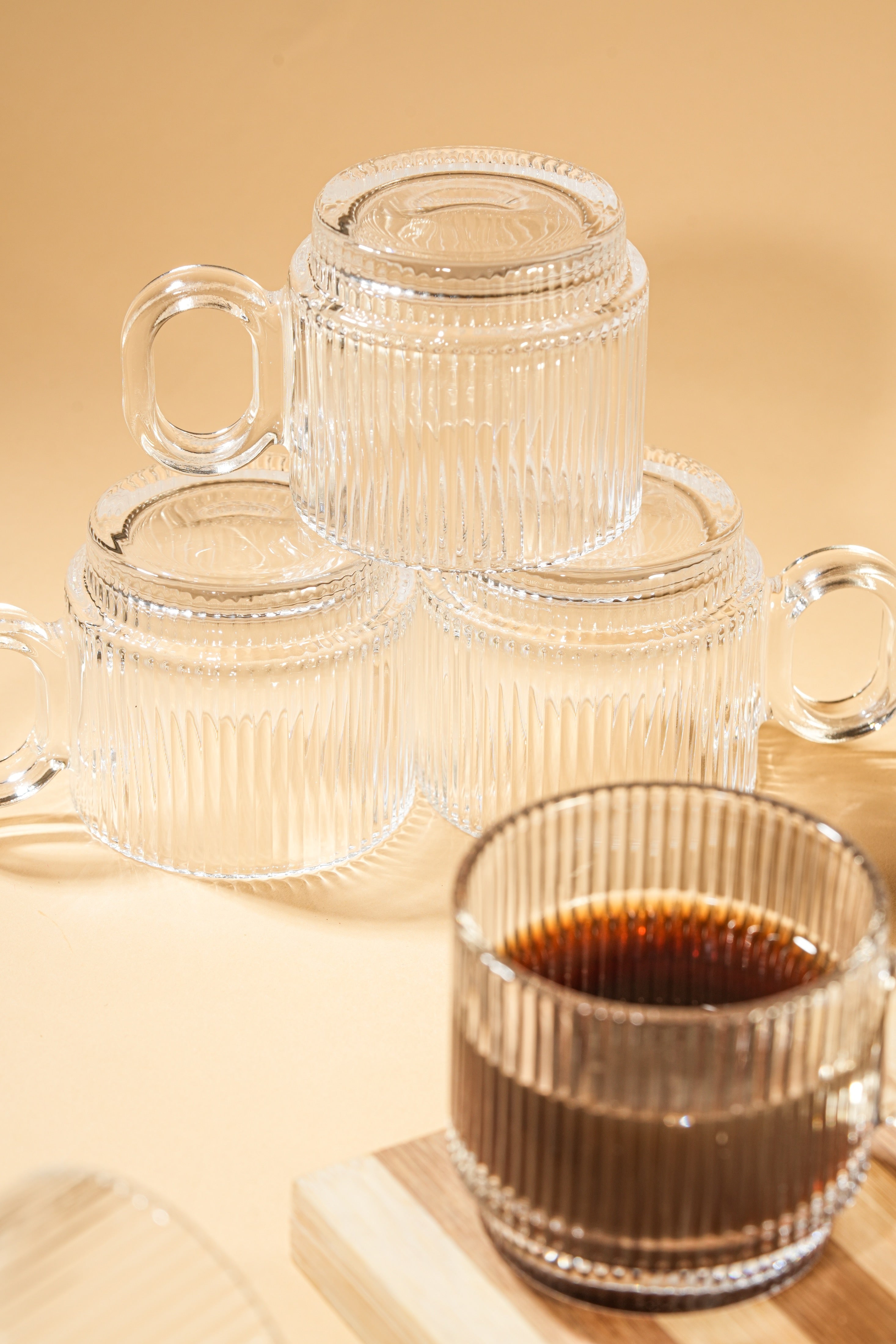 Ridge Loop Glass Mug Set of 6 (156ml)