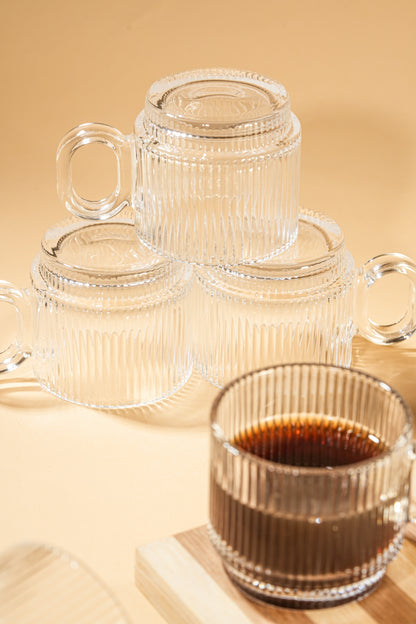 Ridge Loop Glass Mug Set of 6 (156ml)