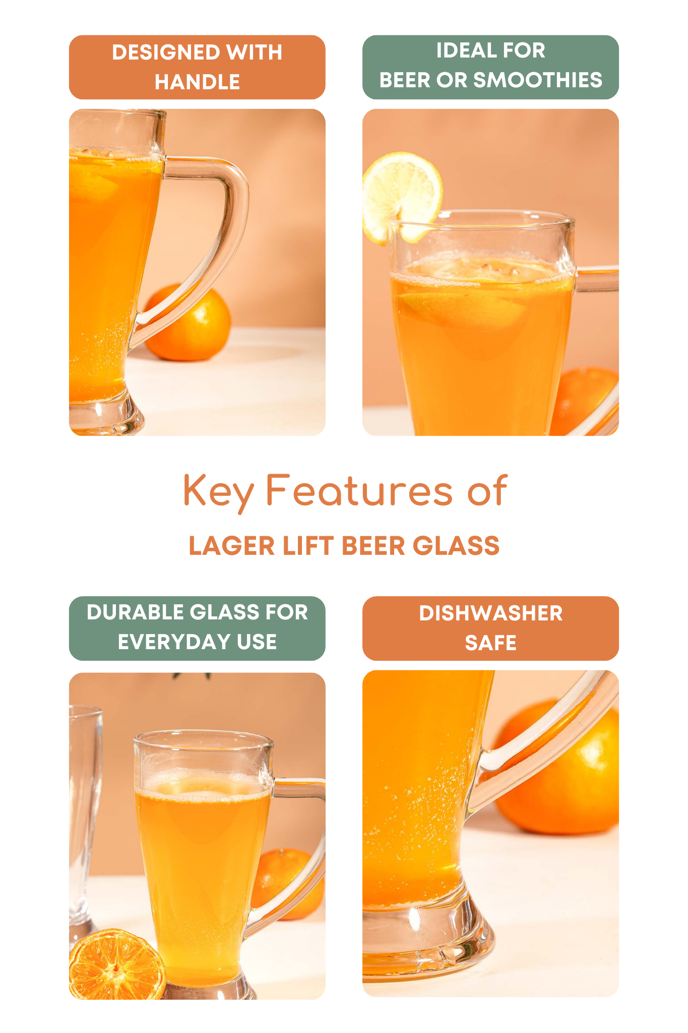 Lager Lift Beer Glass Set of 2 (400ml)