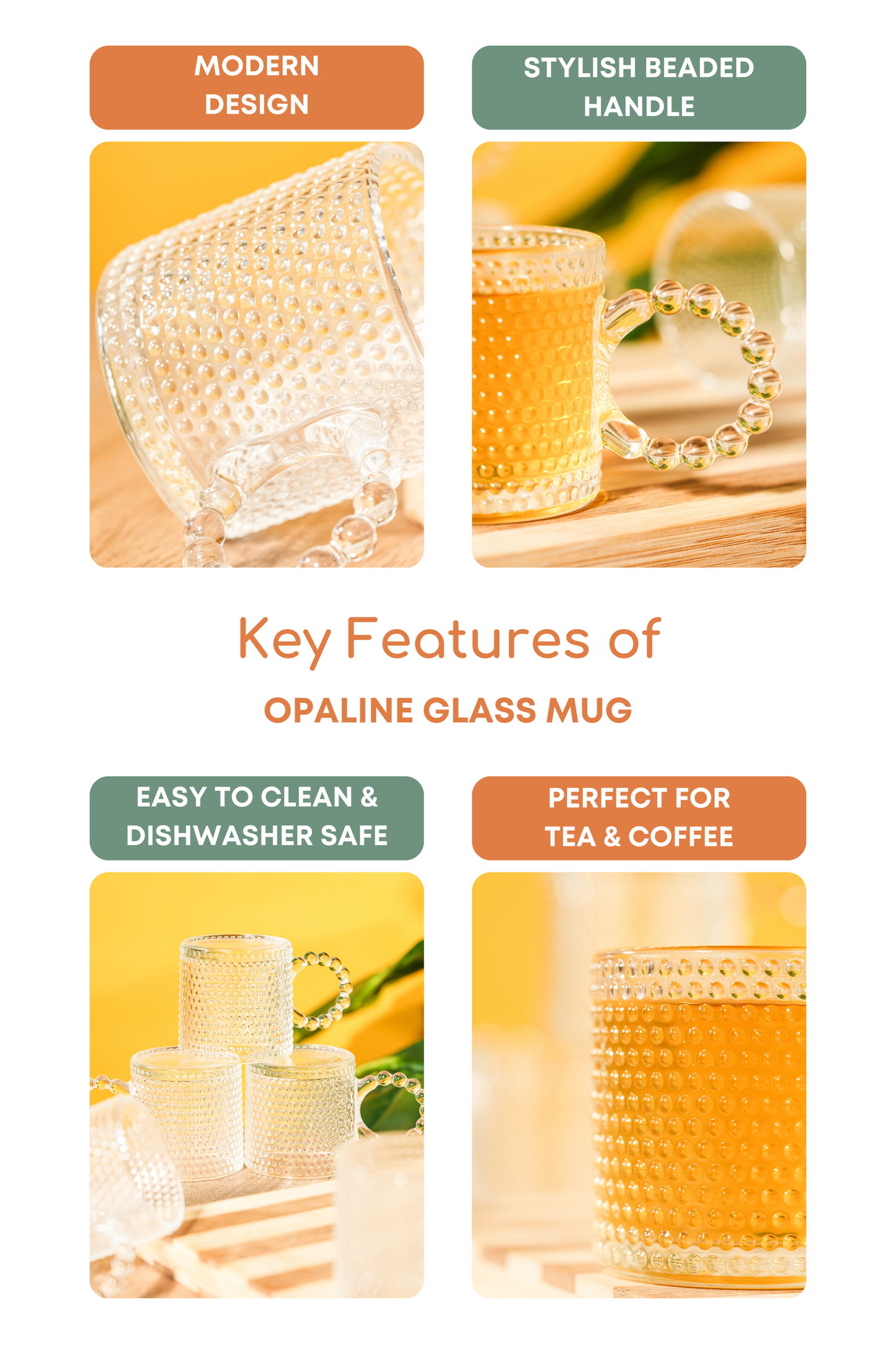 Opaline Glass Mug Set of 6 (110ml)